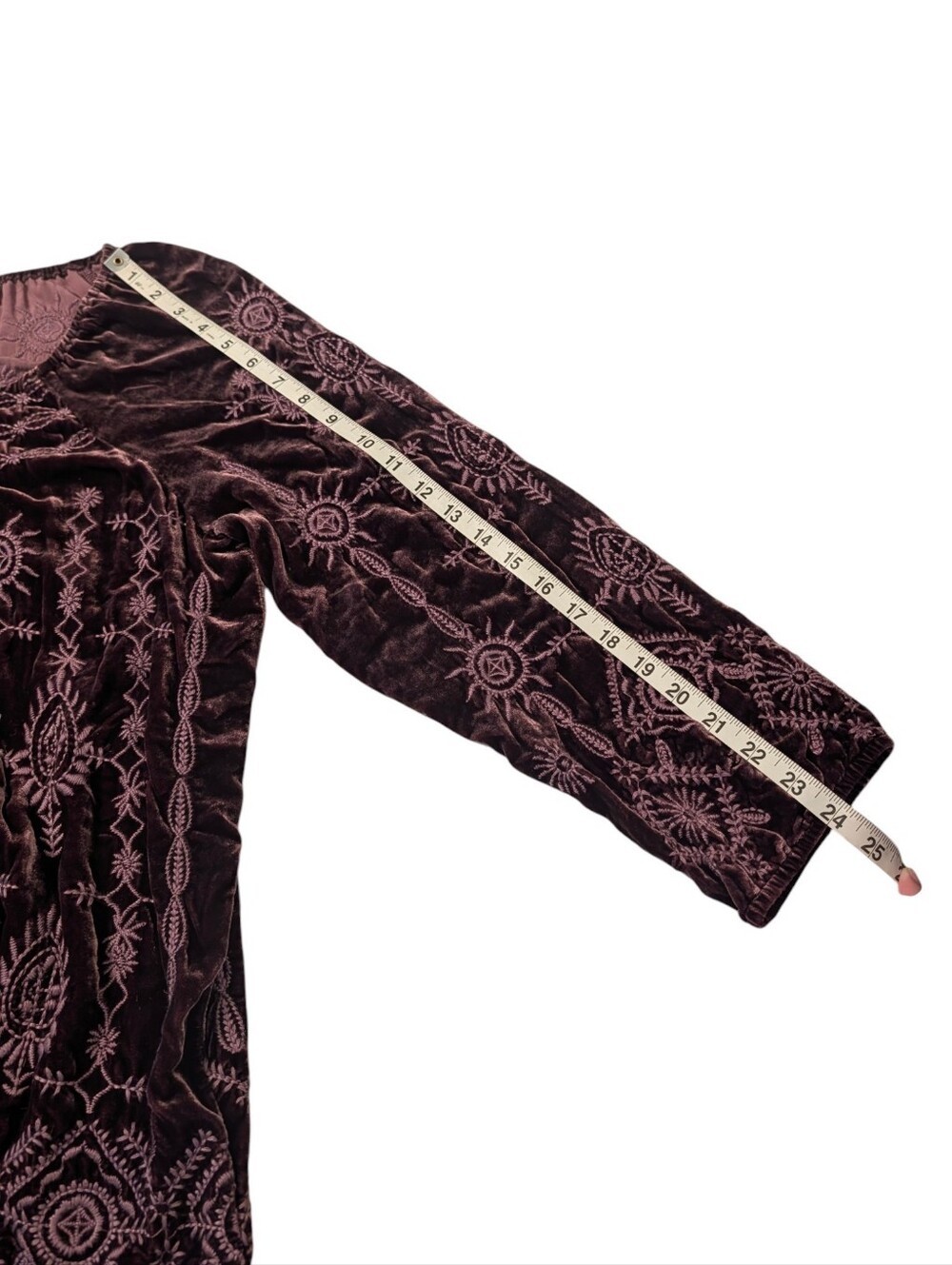 Johnny Was Plum Velvet Peasant Blouse With Embroidery Size Medium - Picture 11 of 11